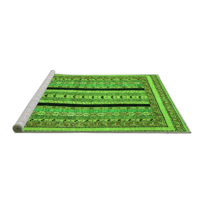Sideview of Machine Washable Abstract Green Modern Area Rugs, wshabs2997grn