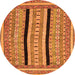 Round Machine Washable Abstract Orange Modern Area Rugs, wshabs2997org