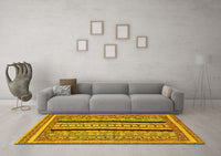 Machine Washable Abstract Yellow Modern Rug, wshabs2997yw