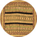 Round Abstract Brown Modern Rug, abs2997brn