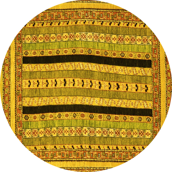 Round Abstract Yellow Modern Rug, abs2997yw