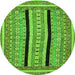 Round Abstract Green Modern Rug, abs2997grn