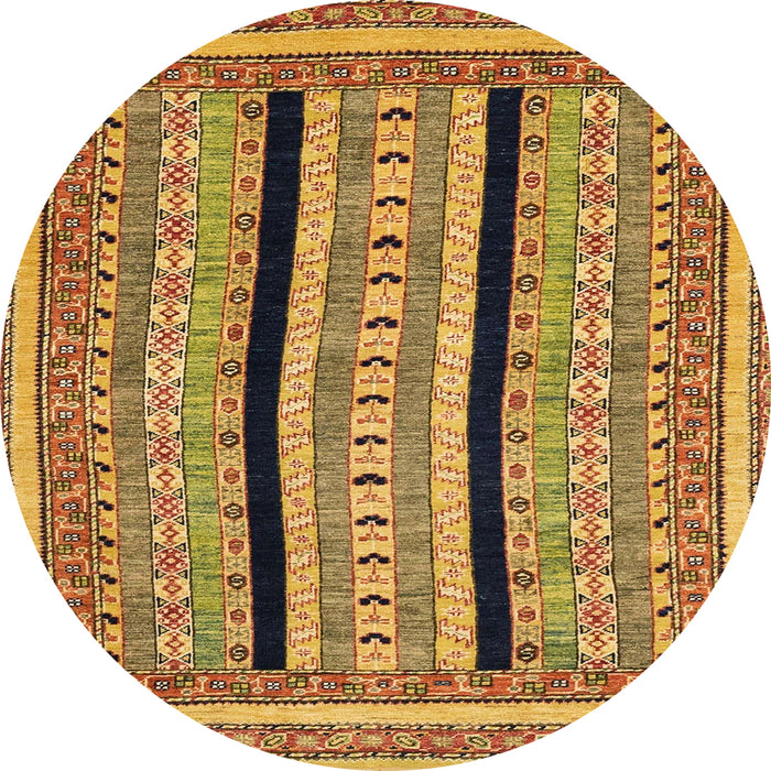 Round Machine Washable Abstract Yellow Rug, wshabs2997