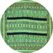 Round Abstract Turquoise Modern Rug, abs2997turq