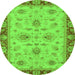 Round Oriental Green Traditional Rug, abs2998grn