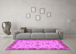 Machine Washable Oriental Purple Traditional Area Rugs in a Living Room, wshabs2998pur