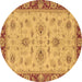 Round Machine Washable Oriental Brown Traditional Rug, wshabs2998brn