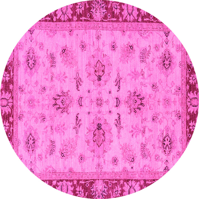 Round Oriental Pink Traditional Rug, abs2998pnk
