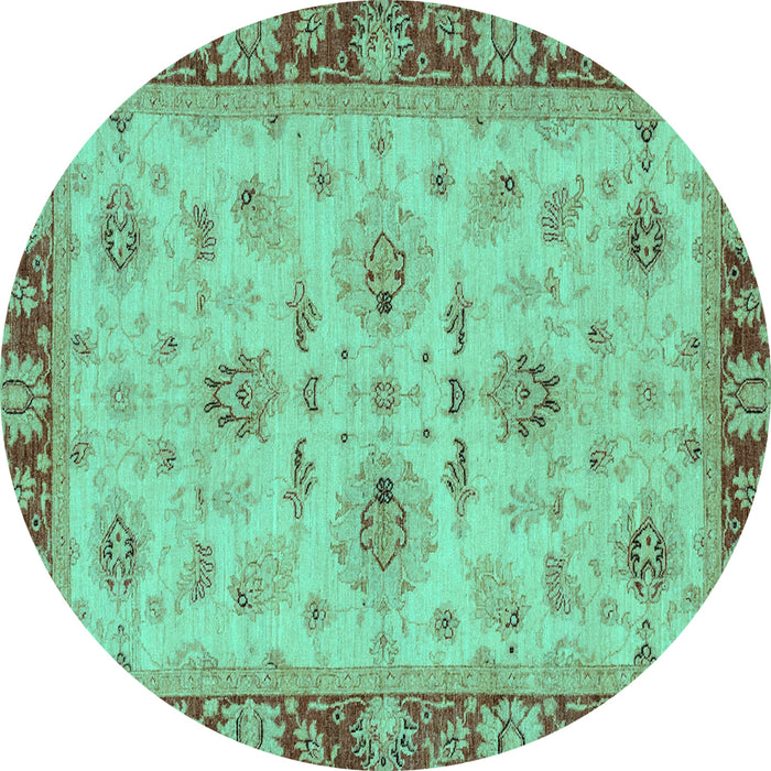 Round Oriental Turquoise Traditional Rug, abs2998turq