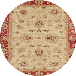 Round Abstract Orange Oriental Rug, abs2998