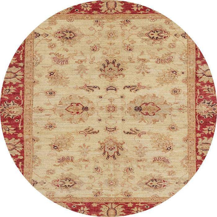 Round Abstract Orange Oriental Rug, abs2998
