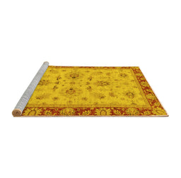 Sideview of Machine Washable Oriental Yellow Traditional Rug, wshabs2998yw