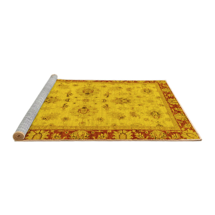 Sideview of Machine Washable Oriental Yellow Traditional Rug, wshabs2998yw