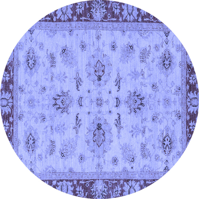 Round Oriental Blue Traditional Rug, abs2998blu