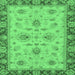 Square Machine Washable Oriental Emerald Green Traditional Area Rugs, wshabs2998emgrn