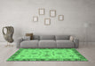 Machine Washable Oriental Emerald Green Traditional Area Rugs in a Living Room,, wshabs2998emgrn