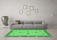 Machine Washable Oriental Emerald Green Traditional Rug, wshabs2998emgrn