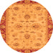 Round Machine Washable Oriental Orange Traditional Area Rugs, wshabs2998org