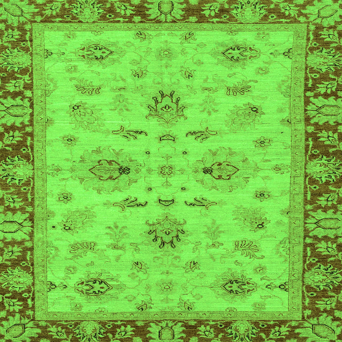 Square Machine Washable Oriental Green Traditional Area Rugs, wshabs2998grn
