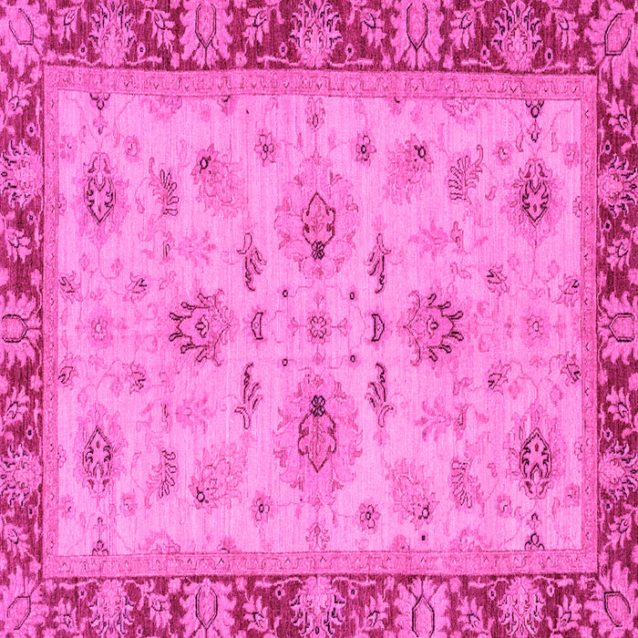 Square Machine Washable Oriental Pink Traditional Rug, wshabs2998pnk