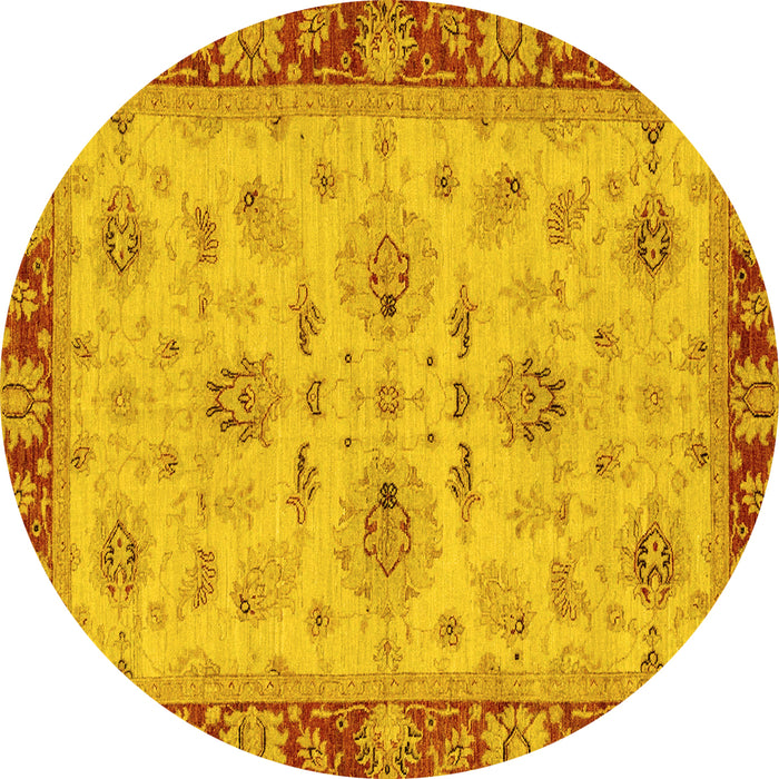 Round Oriental Yellow Traditional Rug, abs2998yw