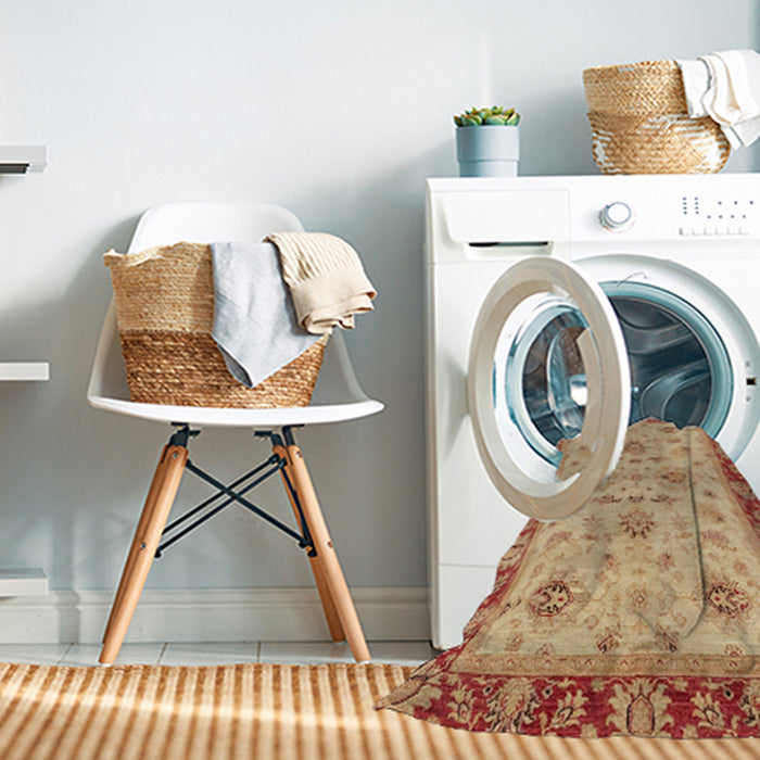 Machine Washable Abstract Orange Rug in a Washing Machine, wshabs2998