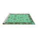 Sideview of Machine Washable Oriental Turquoise Traditional Area Rugs, wshabs2998turq