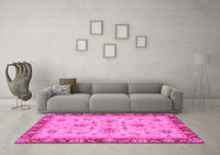 Machine Washable Oriental Pink Traditional Rug, wshabs2998pnk