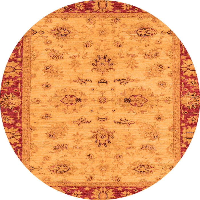 Round Oriental Orange Traditional Rug, abs2998org