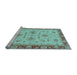 Sideview of Machine Washable Oriental Light Blue Traditional Rug, wshabs2998lblu