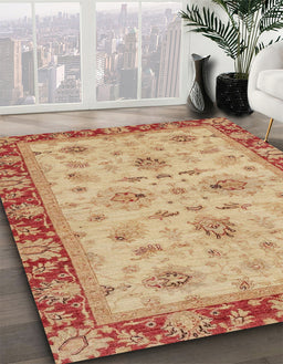 Machine Washable Abstract Orange Rug in a Family Room, wshabs2998