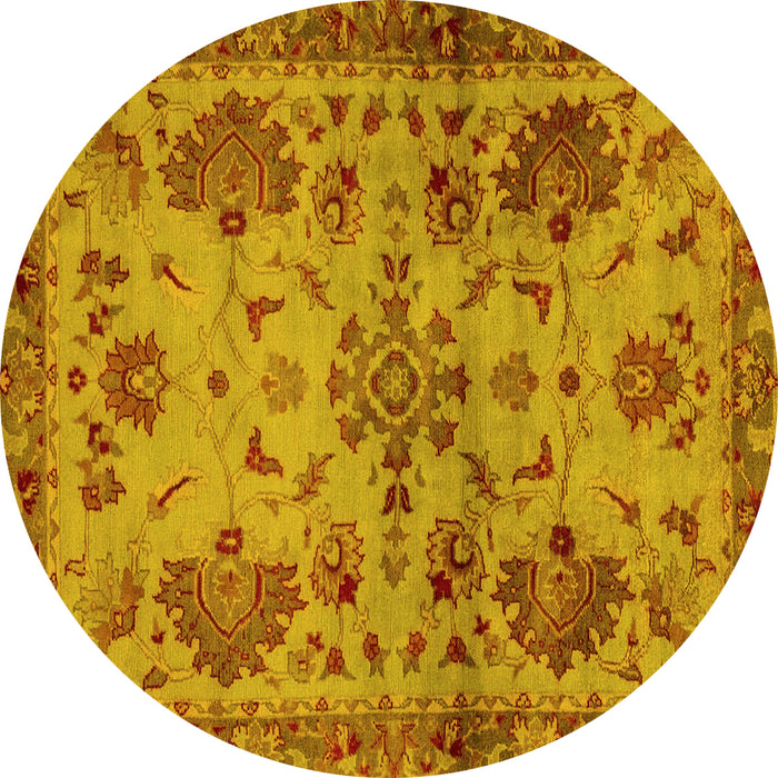 Round Machine Washable Abstract Yellow Modern Rug, wshabs2999yw