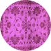 Round Machine Washable Abstract Purple Modern Area Rugs, wshabs2999pur