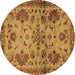 Round Abstract Brown Modern Rug, abs2999brn