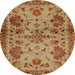 Round Abstract Gold Modern Rug, abs2999