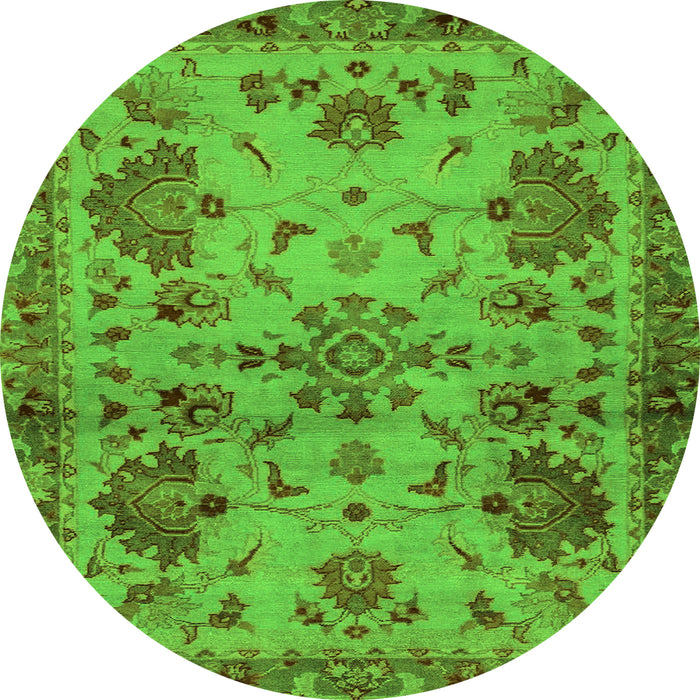 Round Machine Washable Abstract Green Modern Area Rugs, wshabs2999grn