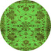 Round Machine Washable Abstract Green Modern Area Rugs, wshabs2999grn