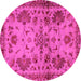 Round Machine Washable Abstract Pink Modern Rug, wshabs2999pnk