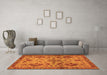 Machine Washable Abstract Orange Modern Area Rugs in a Living Room, wshabs2999org