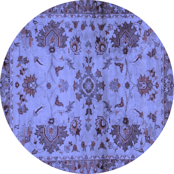 Round Abstract Blue Modern Rug, abs2999blu
