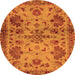 Round Abstract Orange Modern Rug, abs2999org