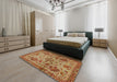 Machine Washable Abstract Gold Rug in a Bedroom, wshabs2999