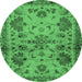 Round Abstract Emerald Green Modern Rug, abs2999emgrn