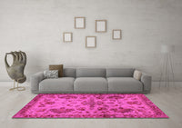 Machine Washable Abstract Pink Modern Rug, wshabs2999pnk