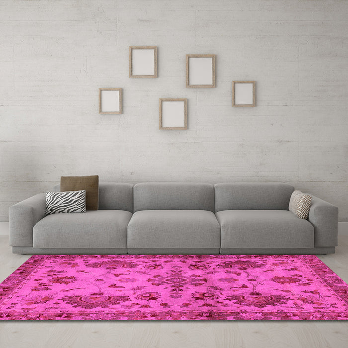 Machine Washable Abstract Pink Modern Rug in a Living Room, wshabs2999pnk