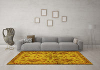 Machine Washable Abstract Yellow Modern Rug, wshabs2999yw