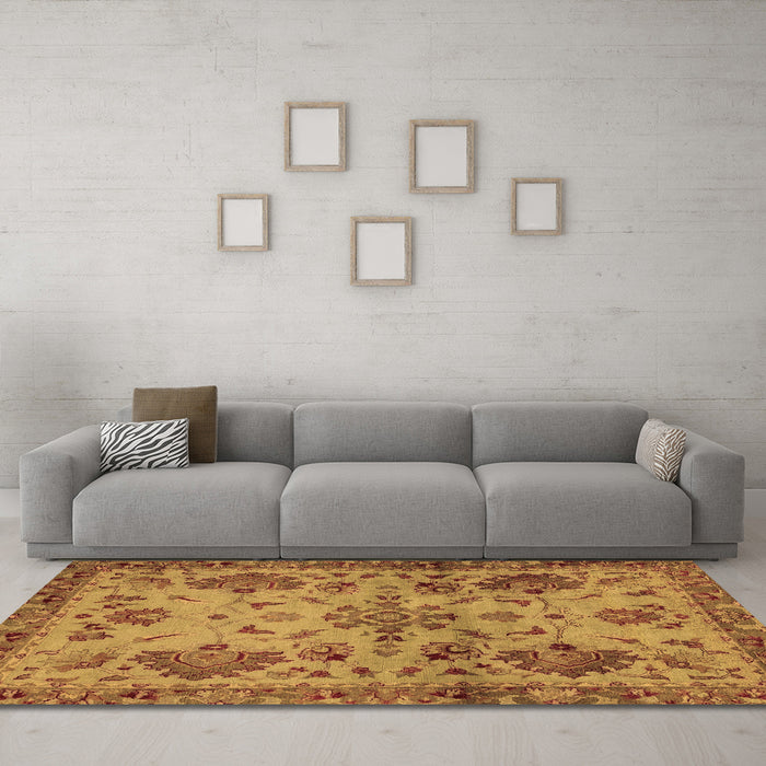 Machine Washable Abstract Brown Modern Rug in a Living Room,, wshabs2999brn