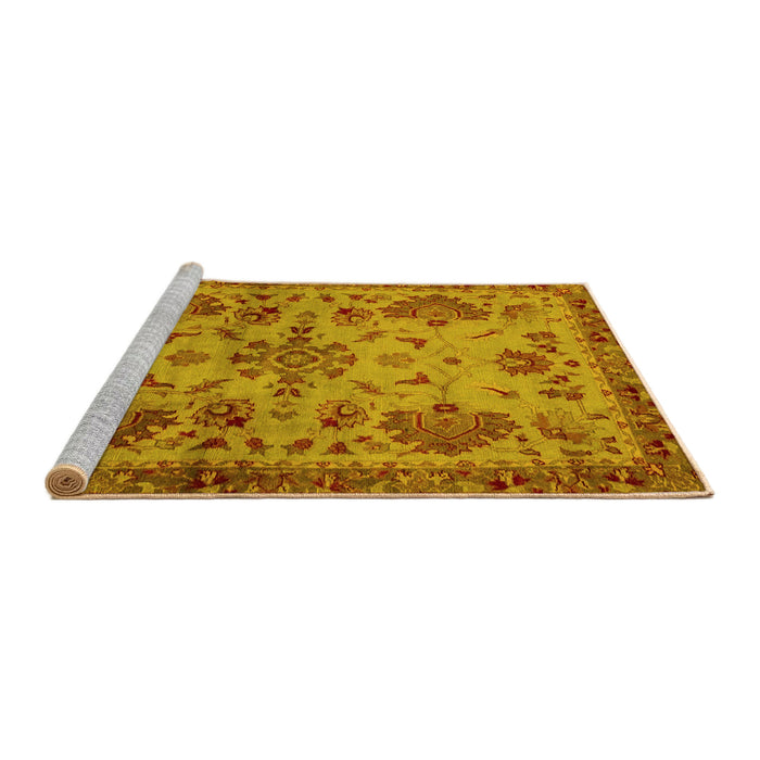 Sideview of Machine Washable Abstract Yellow Modern Rug, wshabs2999yw