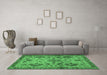 Machine Washable Abstract Emerald Green Modern Area Rugs in a Living Room,, wshabs2999emgrn