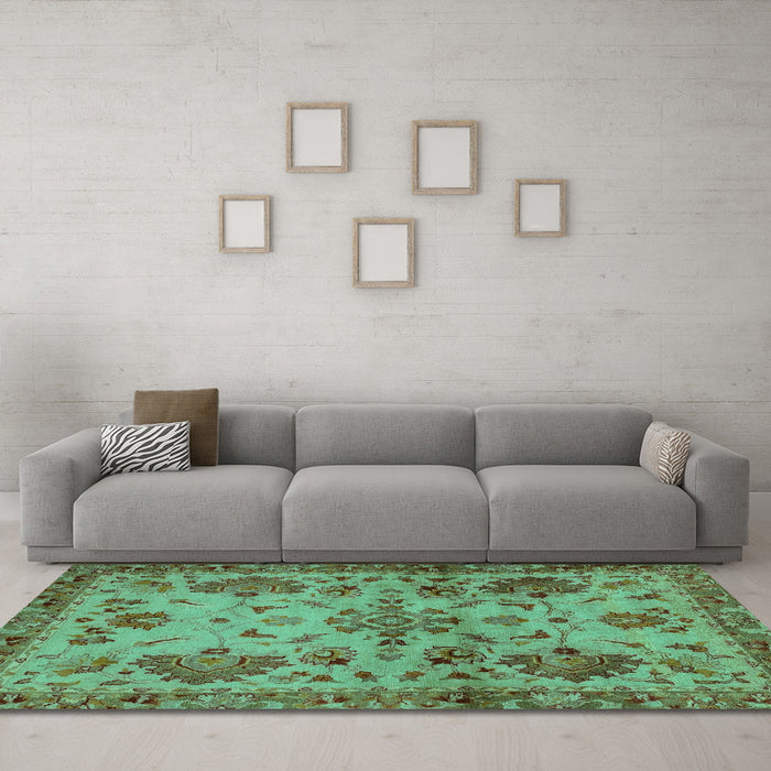 Machine Washable Abstract Turquoise Modern Area Rugs in a Living Room,, wshabs2999turq
